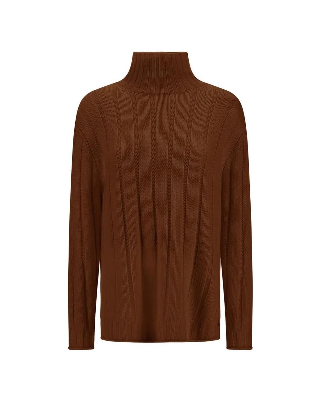 Herno Brown Roll-Neck Ribbed-Knit Sweater