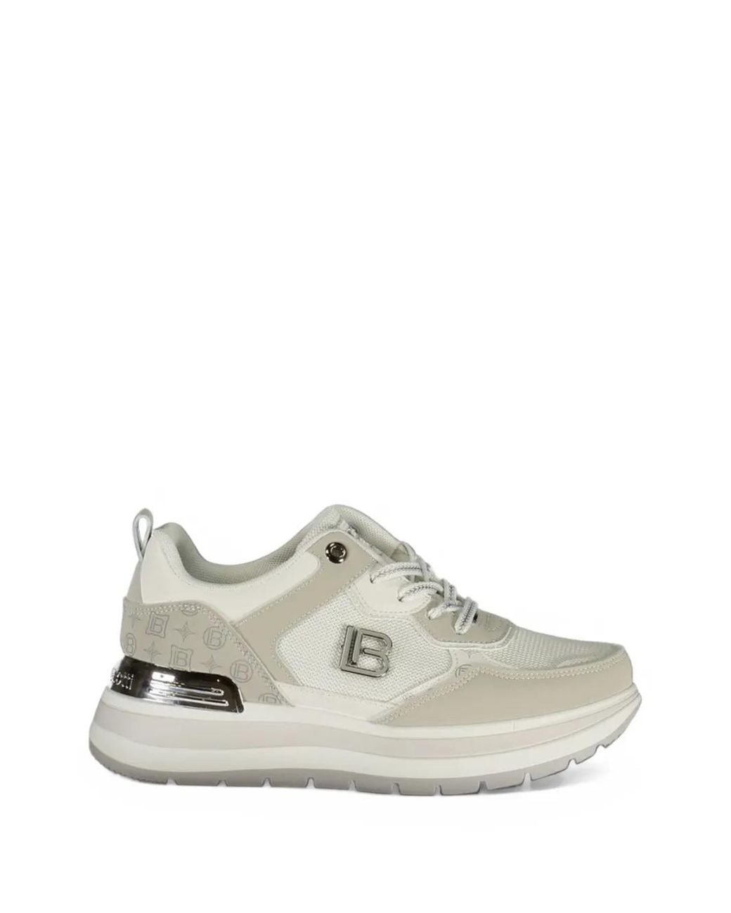 Laura Biagiotti White Monogram-Print Logo-Plaque Sneakers
