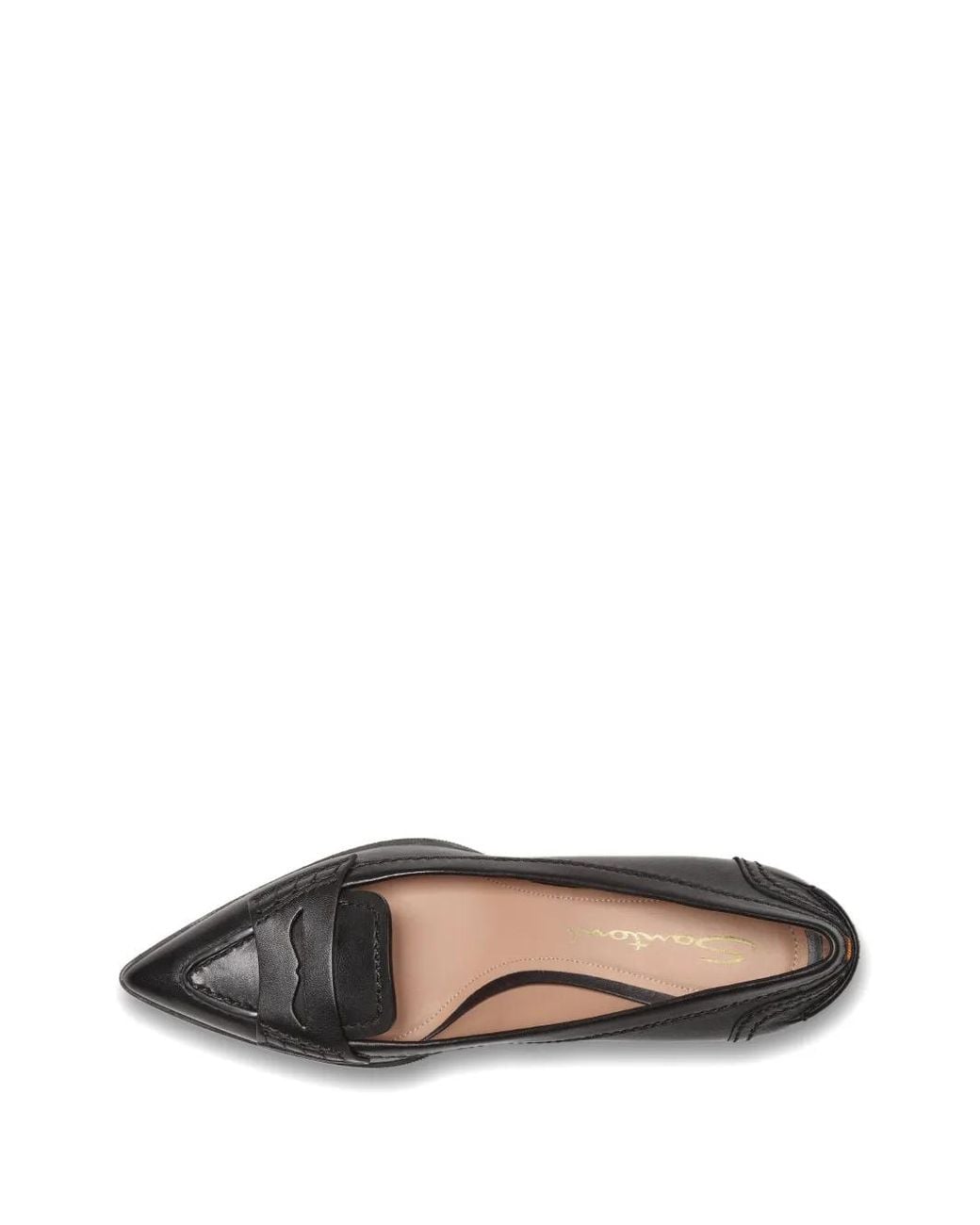 Santoni Black Pointed-Toe Penny-Strap Pumps