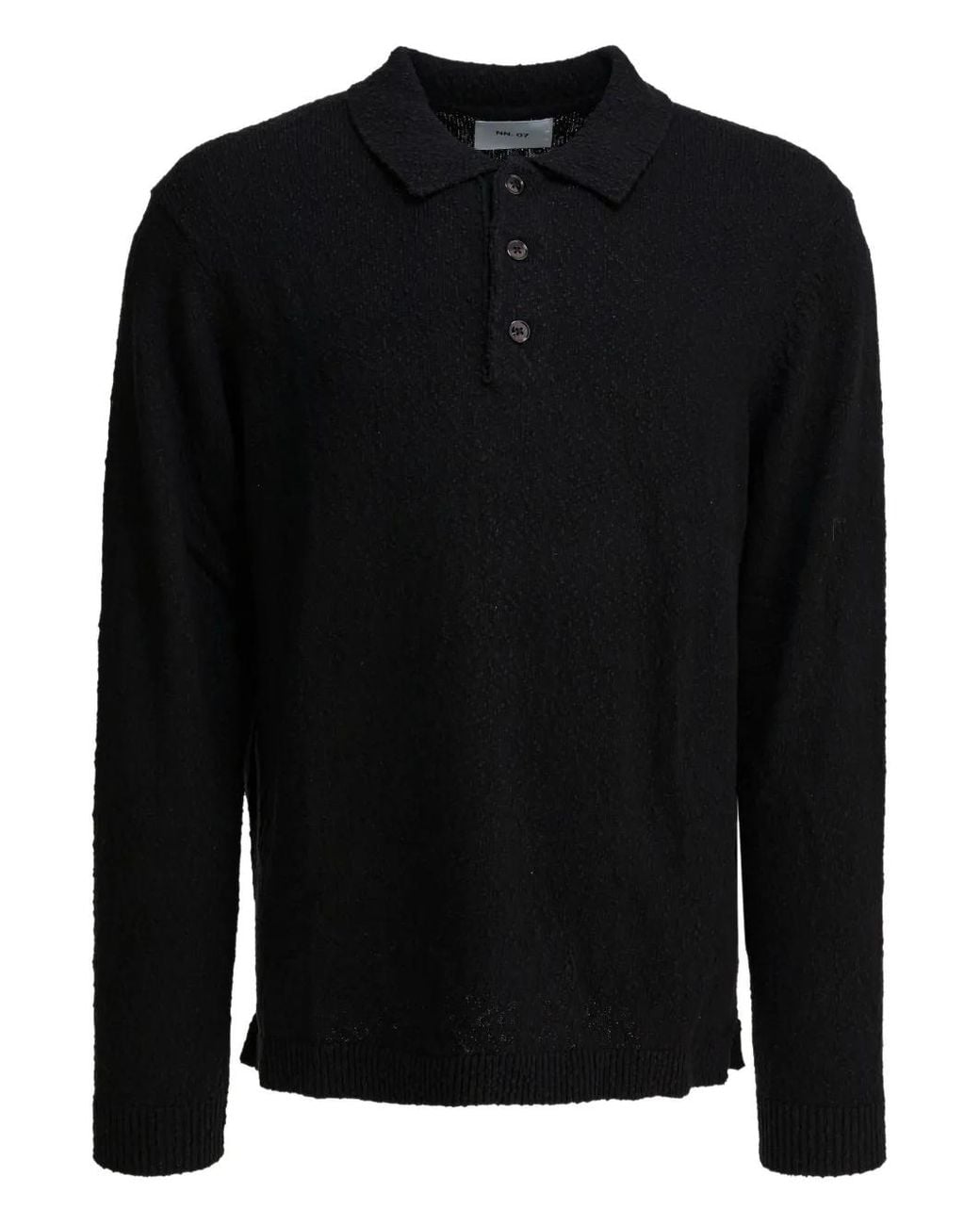 NN07 Black Buttoned Collar Polo Shirt for men