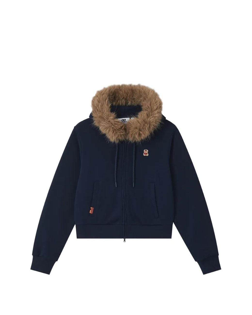 Chocoolate Blue Faux-Fur Trim Zip-Up Hoodie