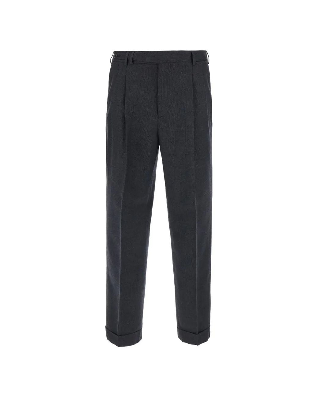PT Torino Blue Pleated Turn-Up Trousers for men