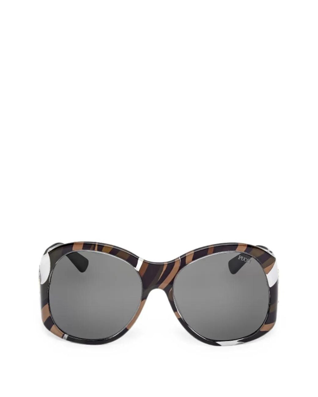 Emilio Pucci Gray Lunettes De Soleil Marmo-Print À Monture Ronde