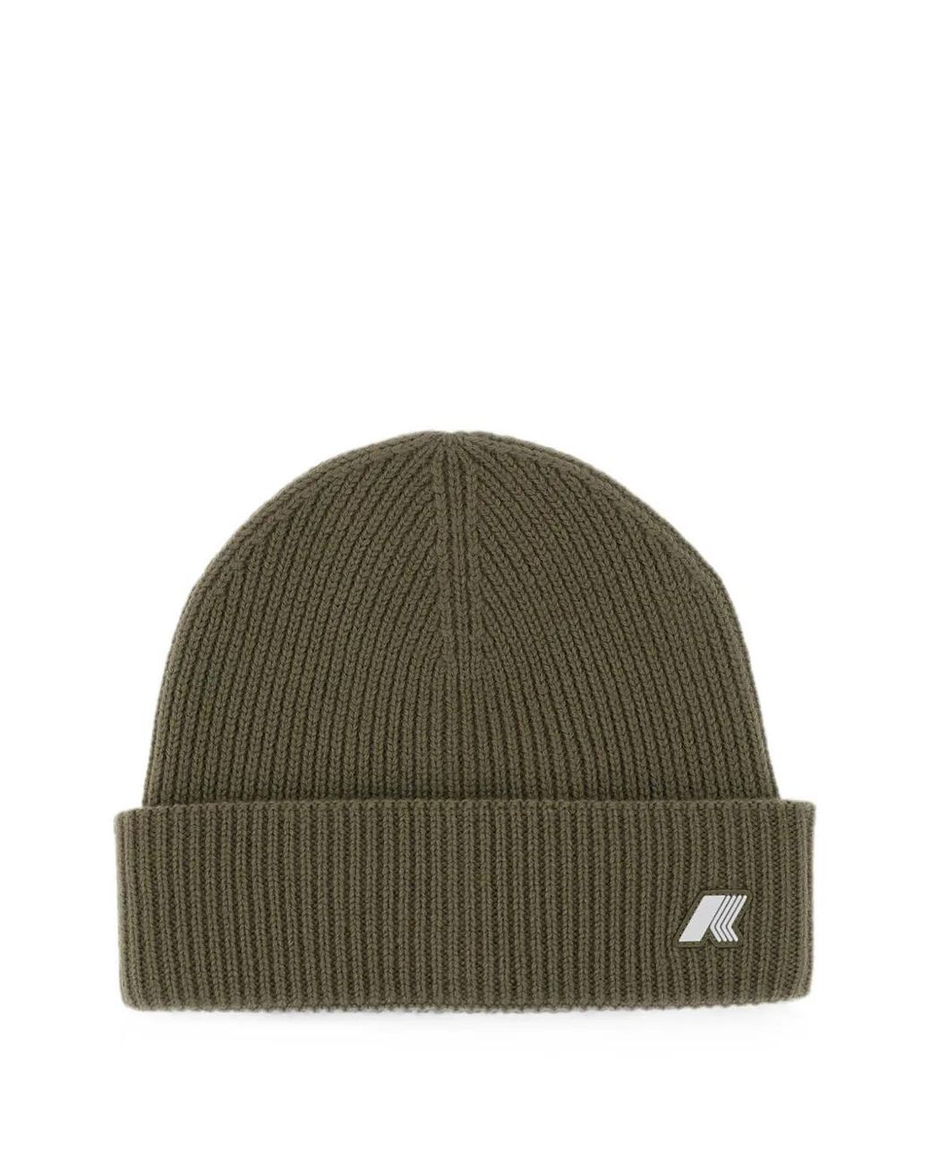 K-Way Green Brice Ribbed-Knit Beanie Hat for men