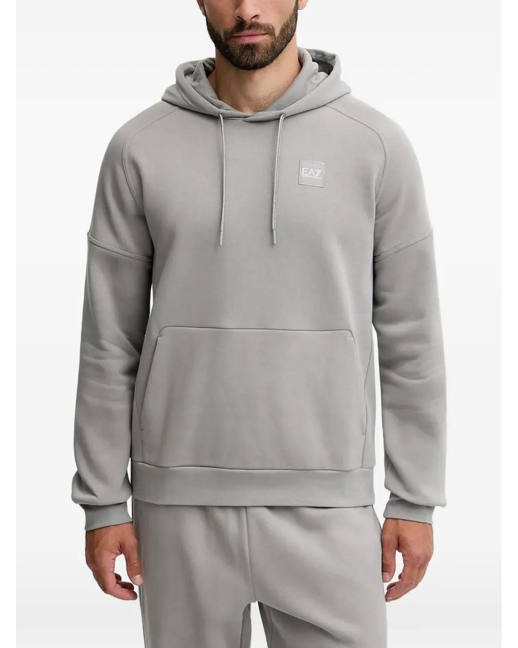 EA7 Gray Logo-Print Drawstring Tracksuit for men