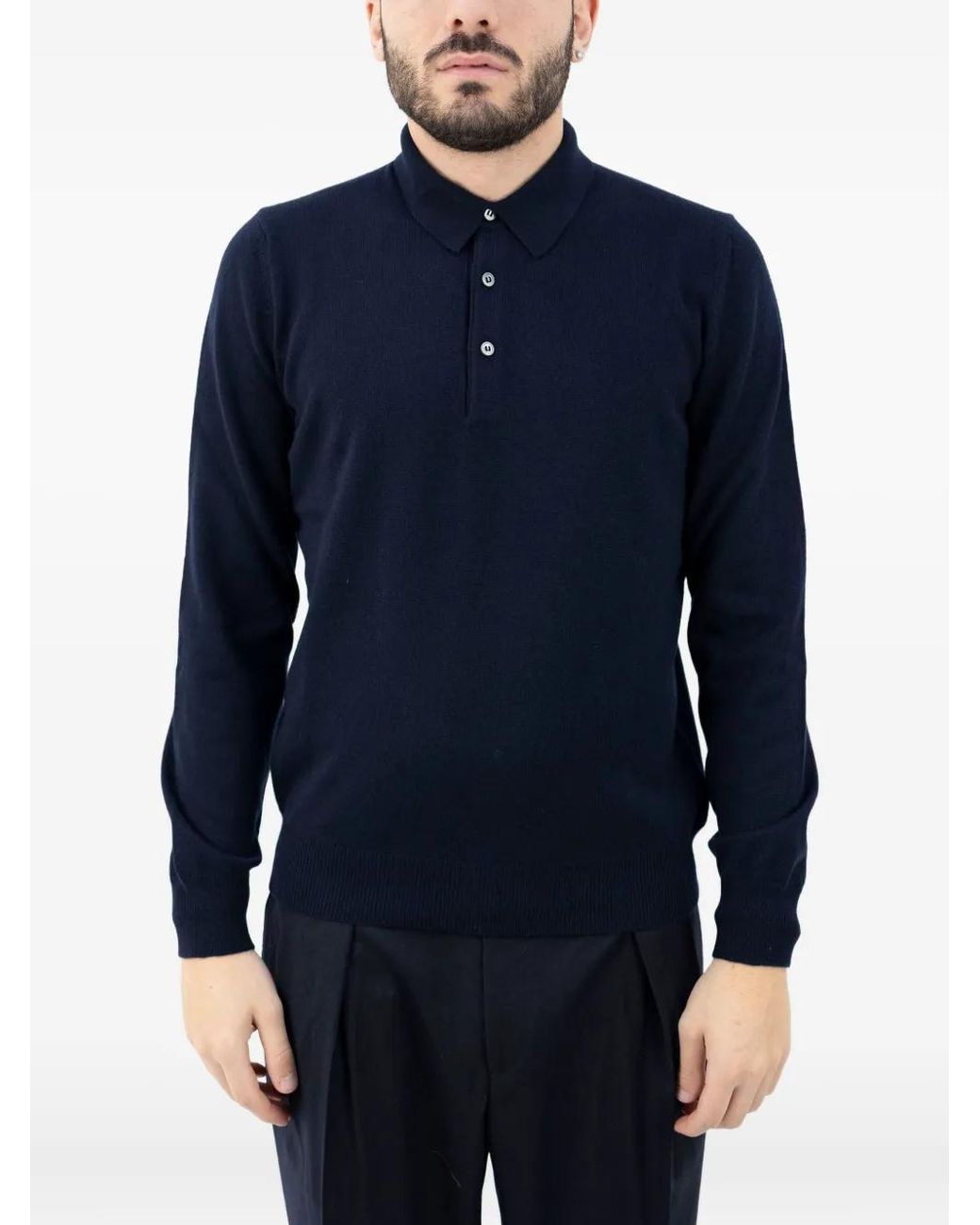 Gran Sasso Blue Button Polo Shirt for men