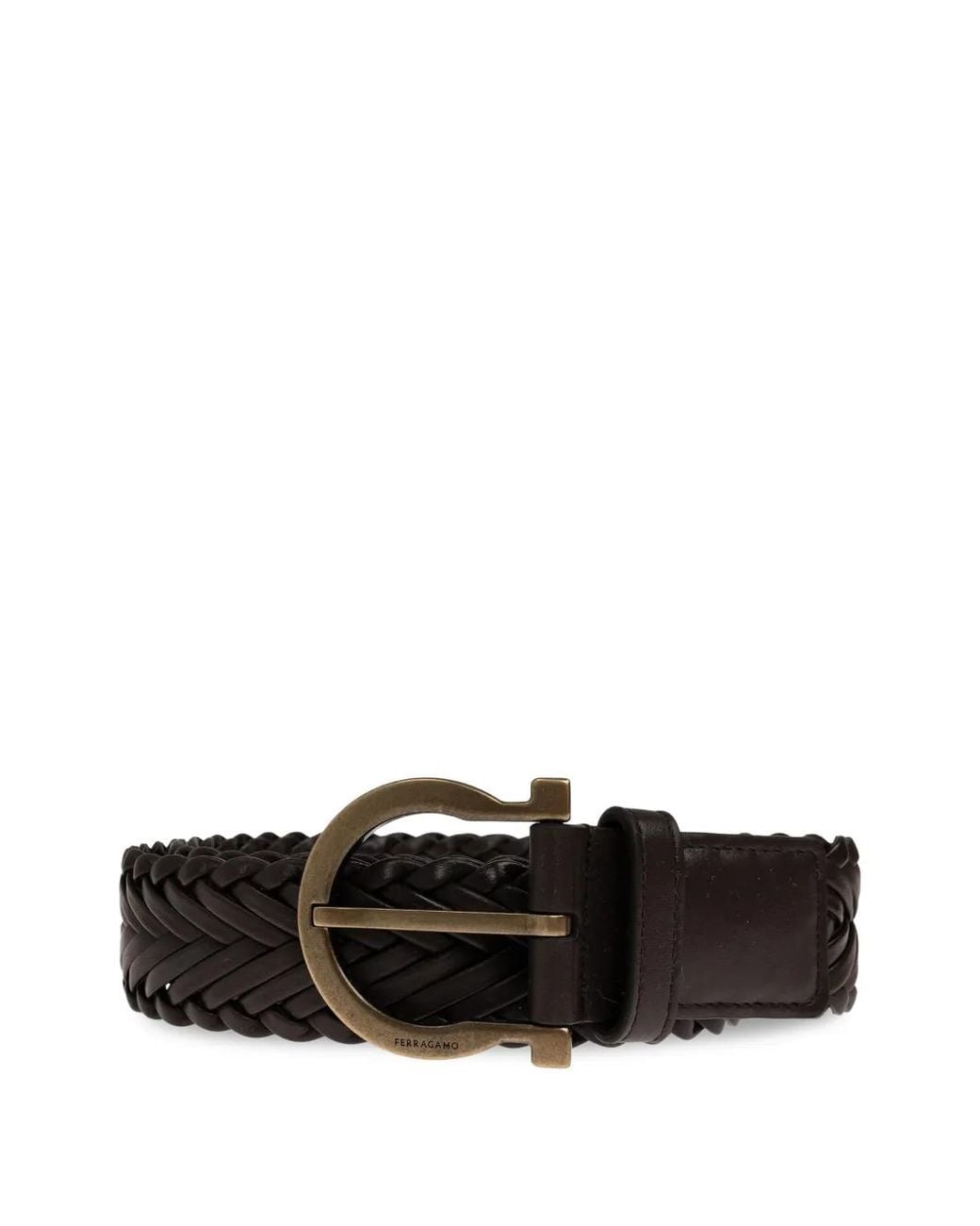 Ferragamo White Ceinture Gancini À Design Tressé for men