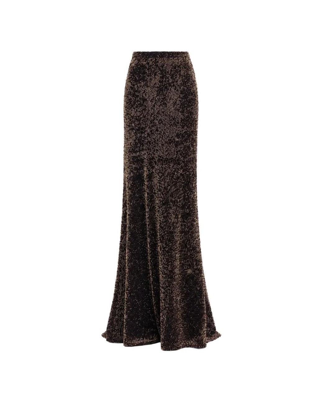 Gemy Maalouf Brown Sequin-Embellished Slim-Fit Skirt