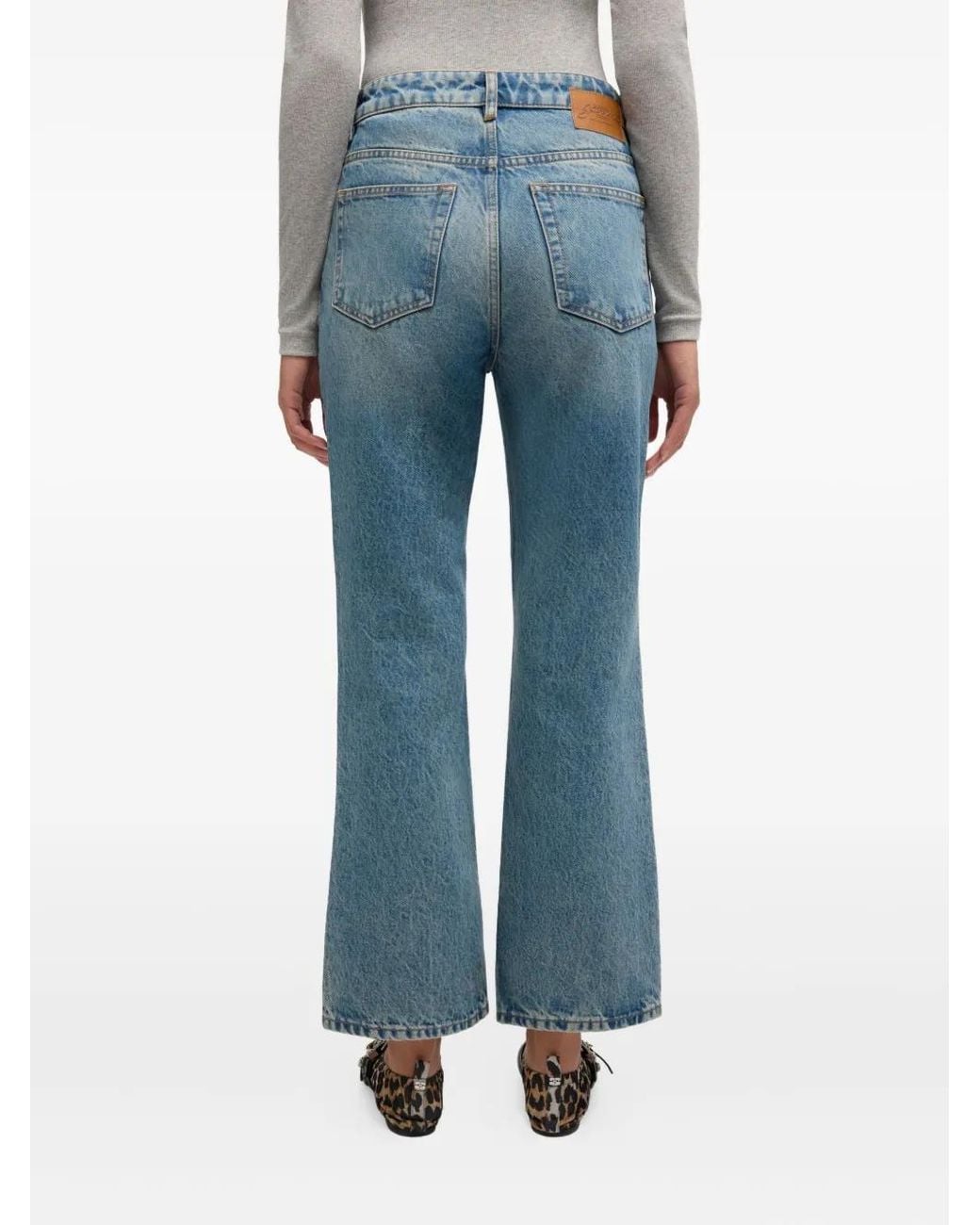 Ganni Blue Rigid Cropped Trousers