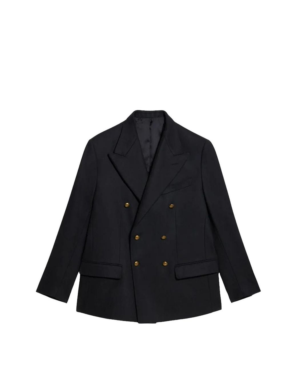 Fortela Black Double-Breasted Flap Pocket Blazer for men