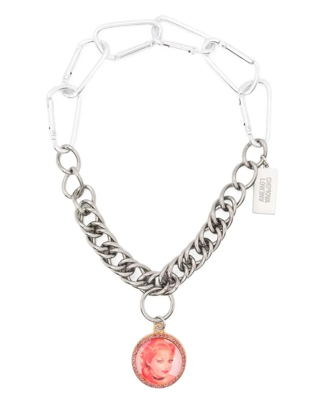 Chopova Lowena White Chain Pendant Necklace