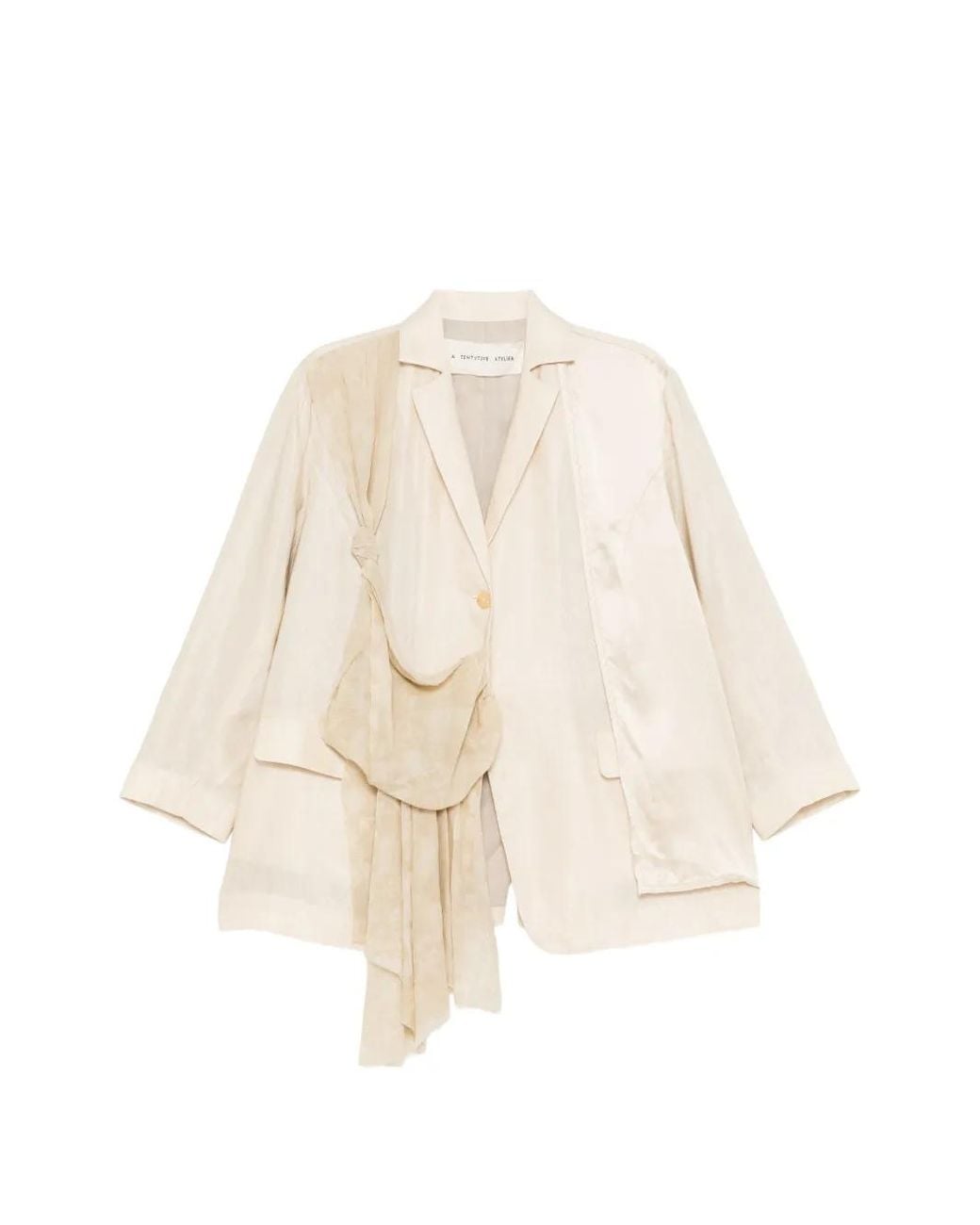 A Tentative Atelier Natural Blazer En Jacquard À Détail Noué