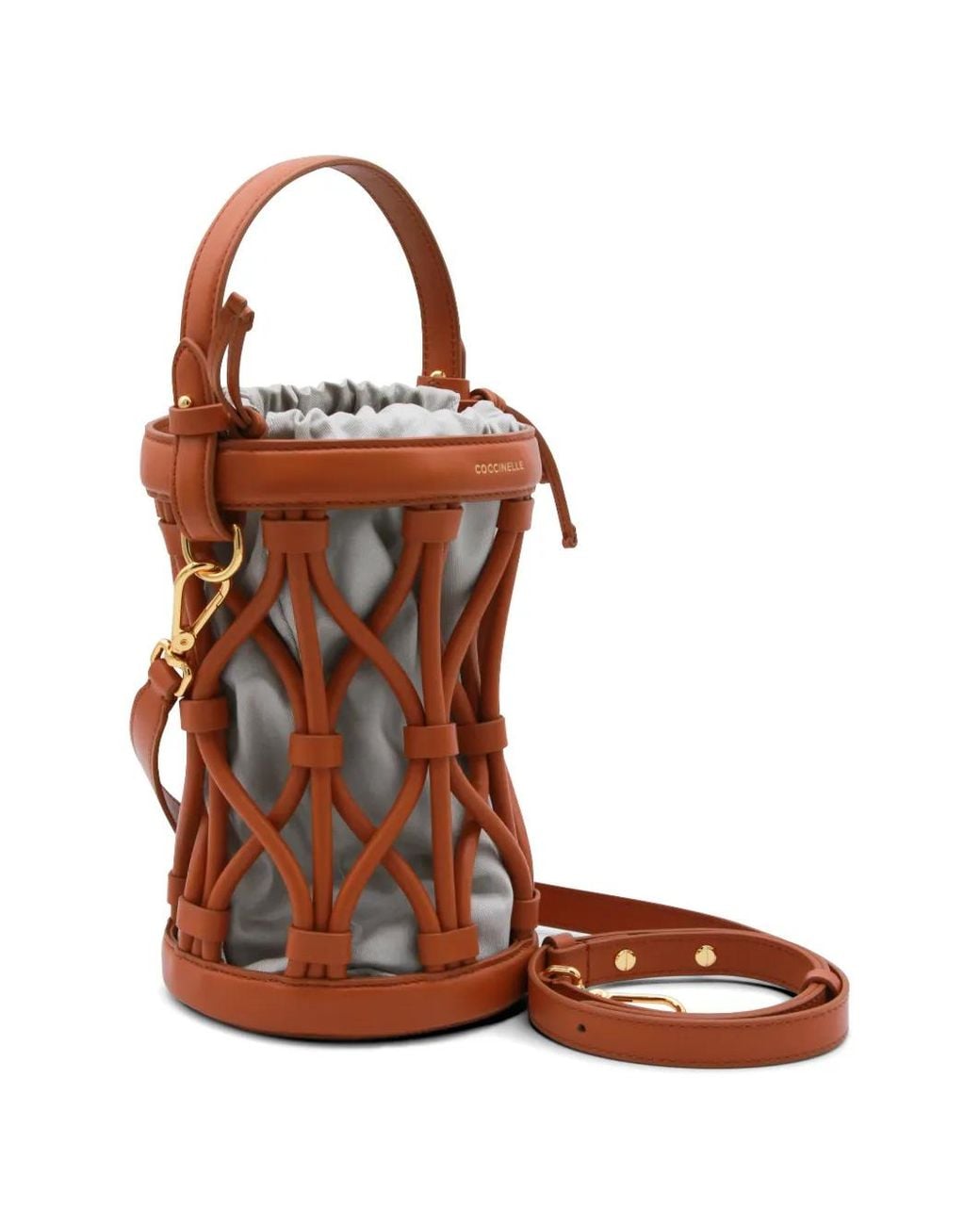 Coccinelle White Small Koi Leather Bucket Bag