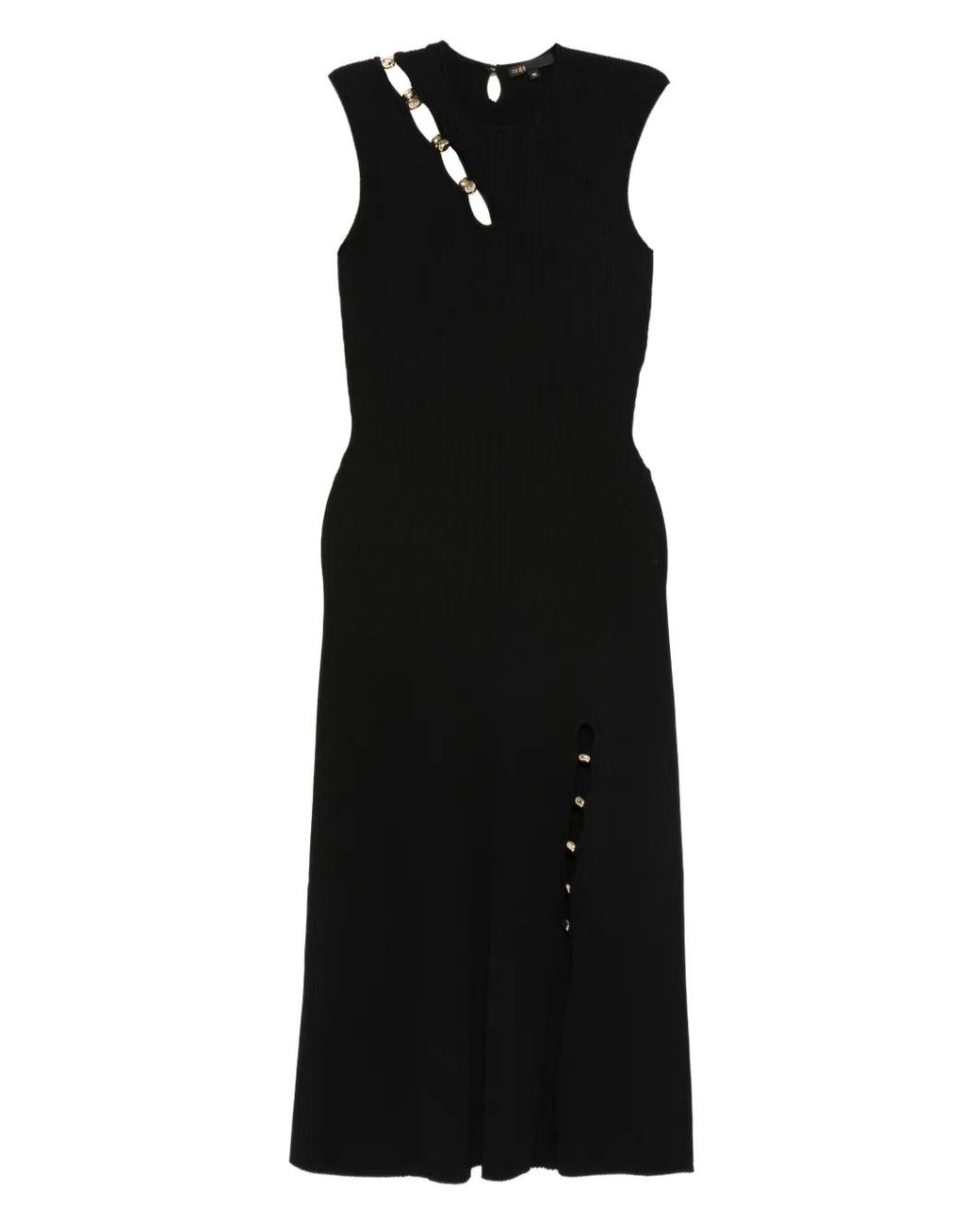 Maje Black Cutaway Rib Knit Maxi Dress