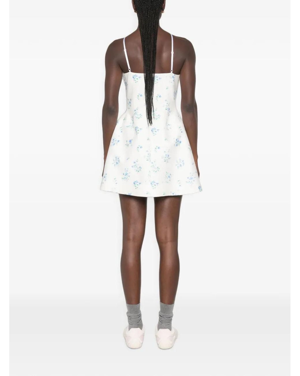 ShuShu/Tong White Floral-Print Bow-Detail Mini Dress