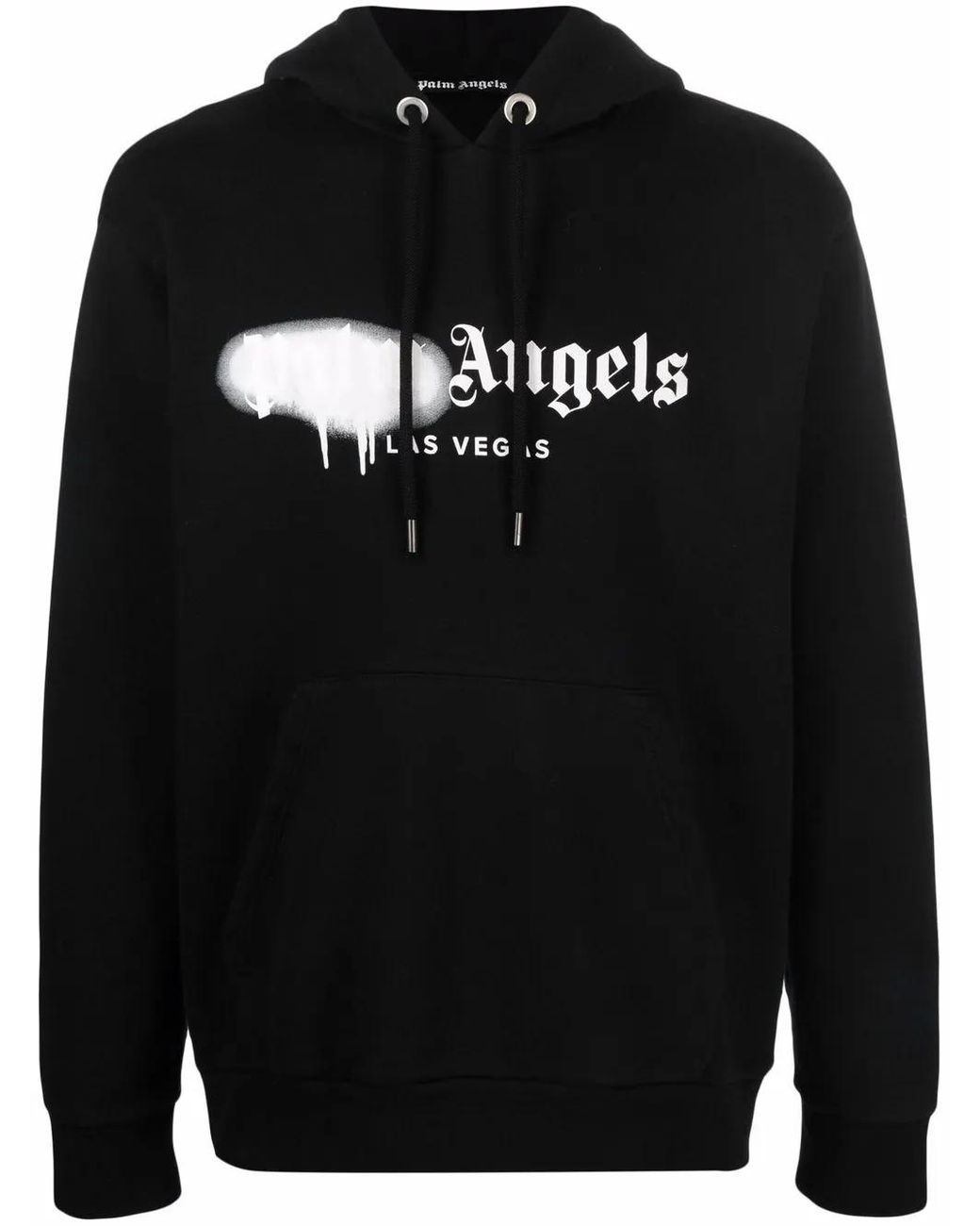 Palm Angels Black Las Vegas Sprayed-Logo Hoodie for men