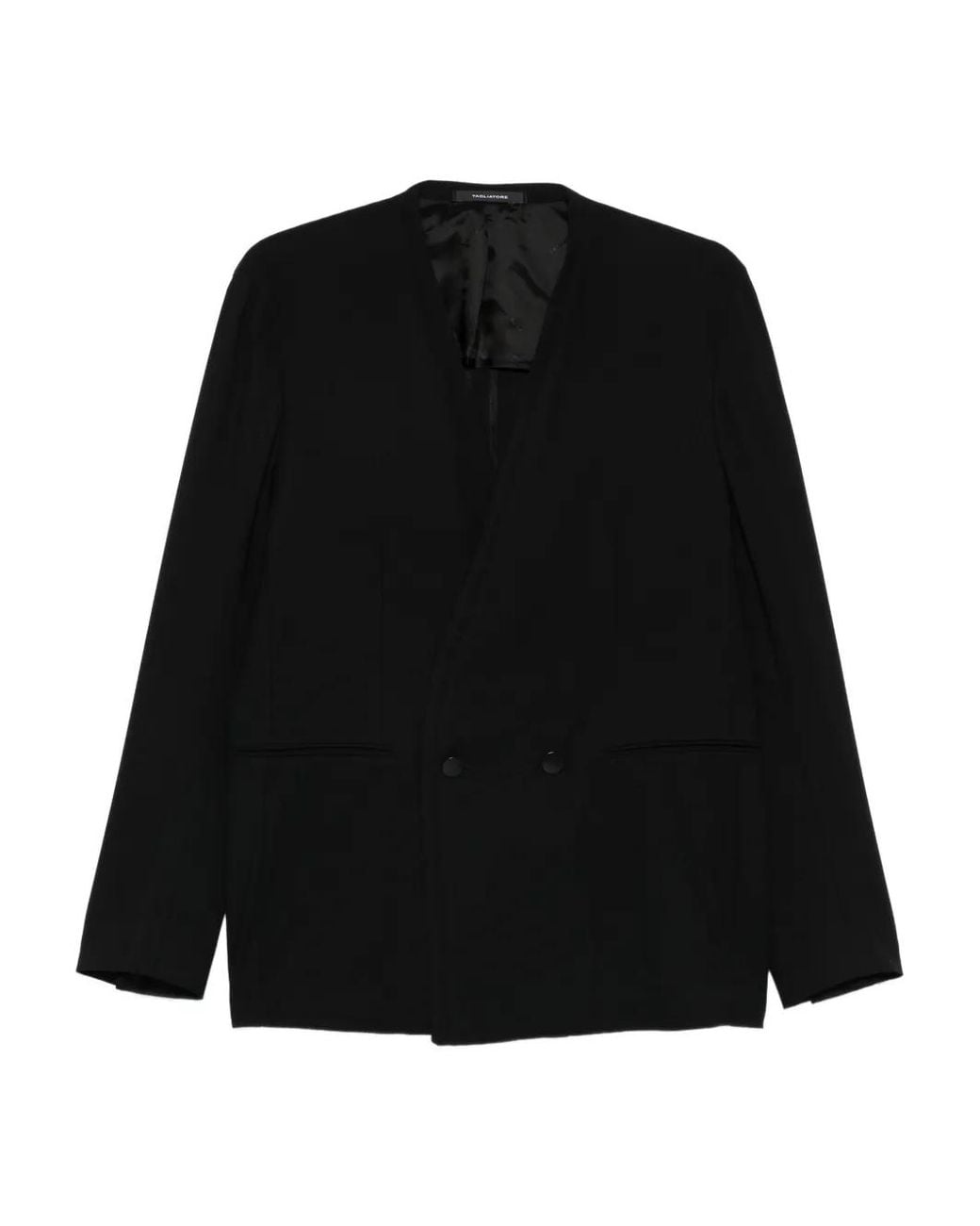 Tagliatore Black Double-Breasted Jacket for men