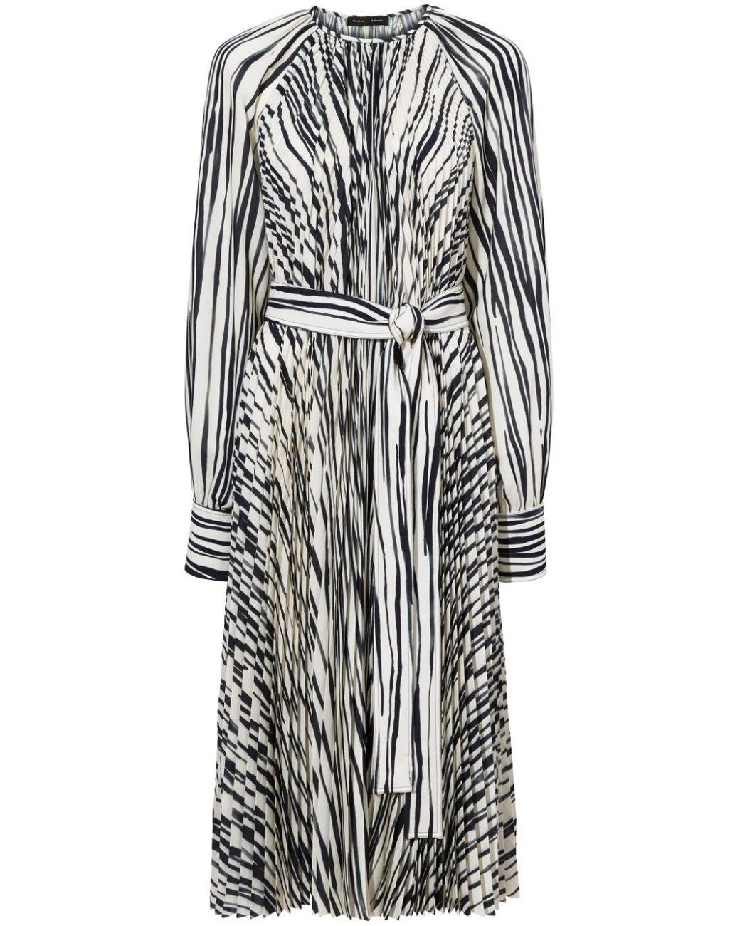 Proenza Schouler Carol Stripe print Pleated Dress in White Lyst UK