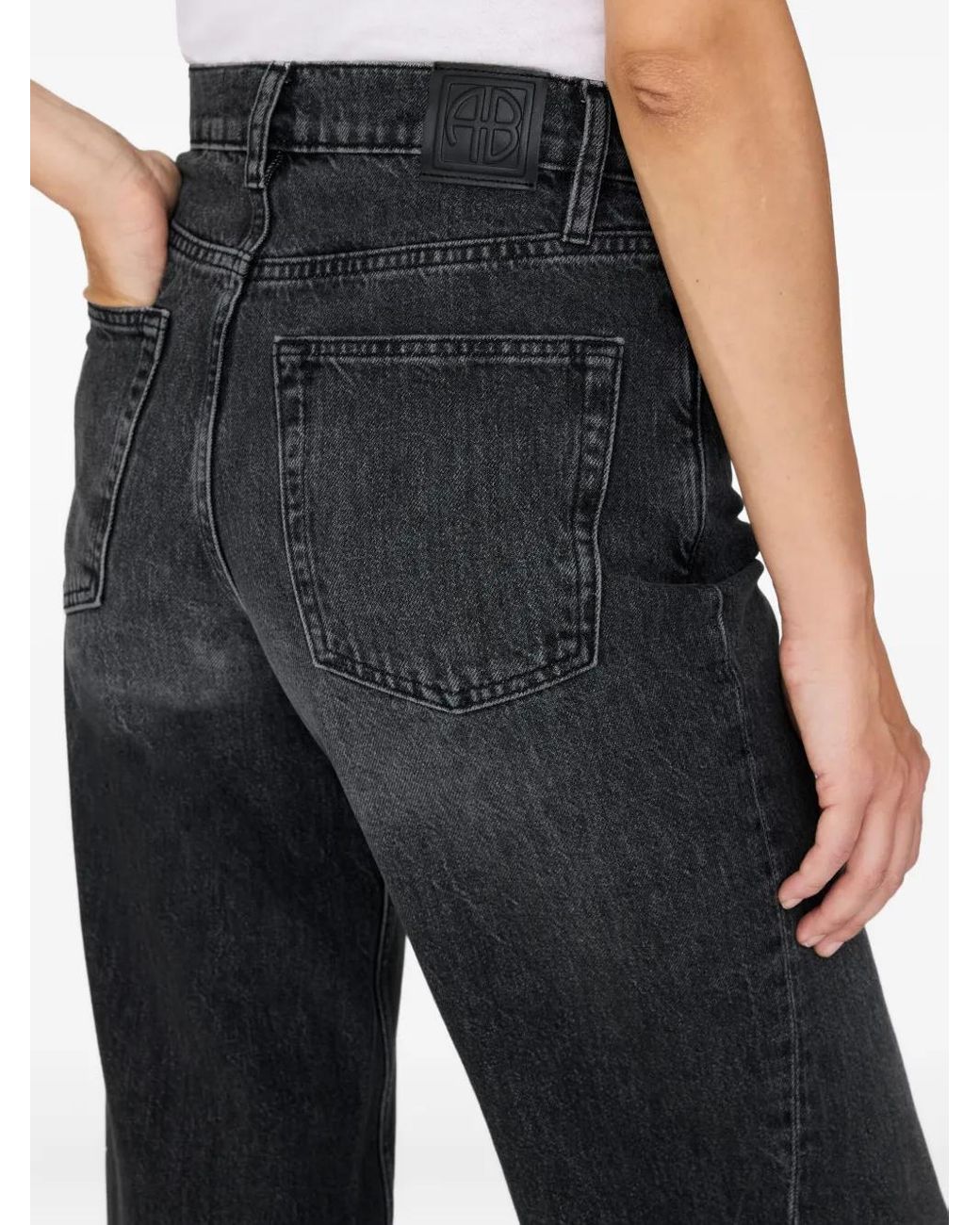 Anine Bing Gray Brie Cotton Jeans