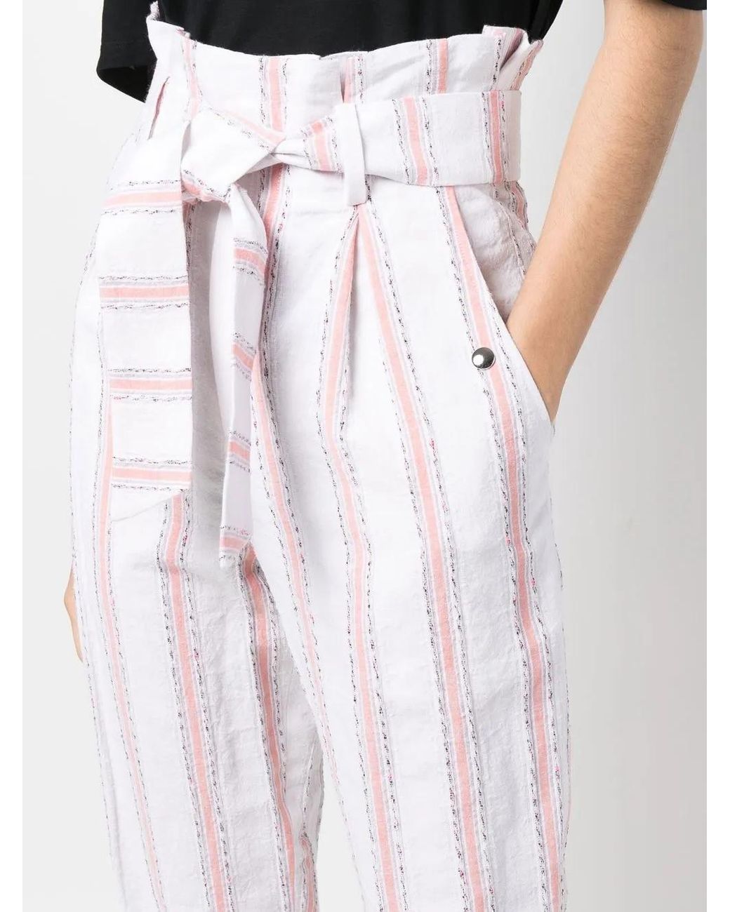 IRO White Rula Striped-Leg Trousers