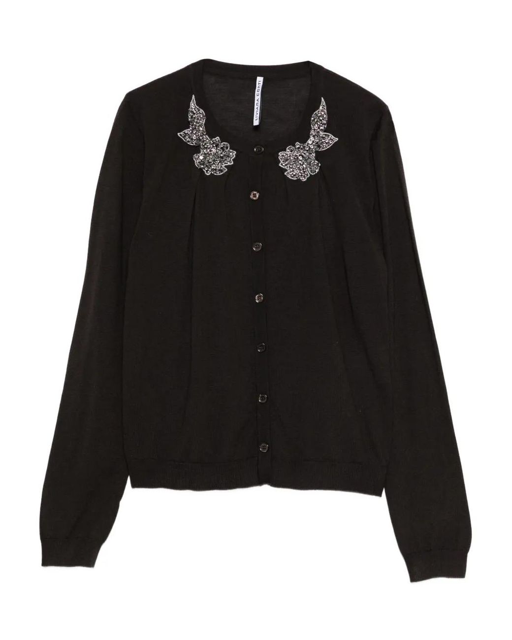 Liviana Conti Black Embellished-Collar Cardigan