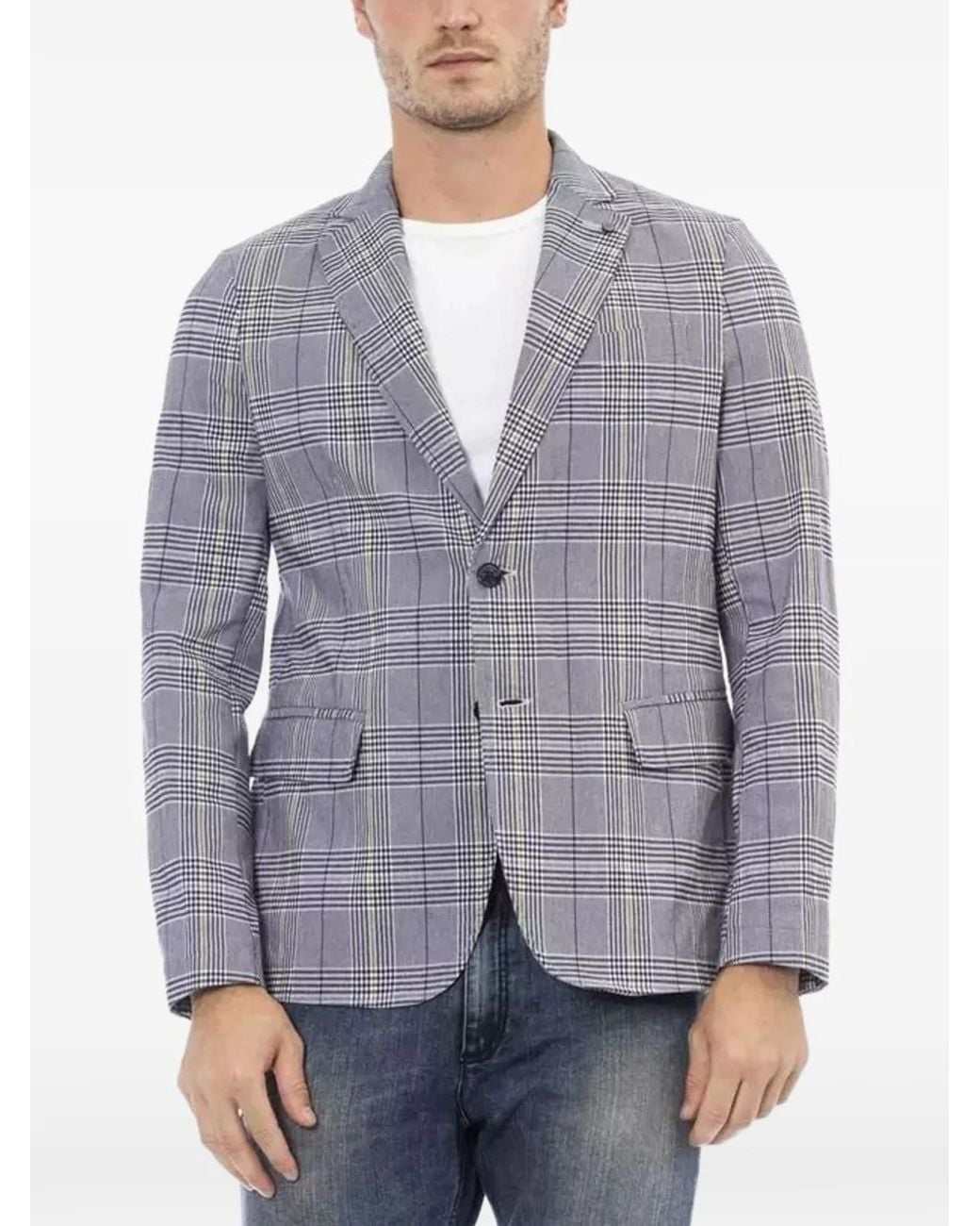 DISTRETTO 12 Gray Prince Of Wales Check Blazer for men