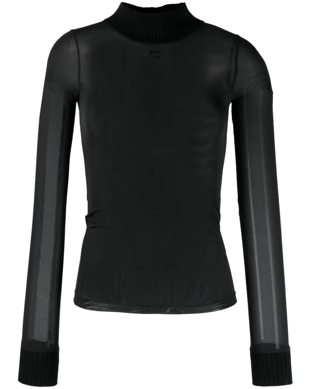 Courreges Black Reedition Second Skin Logo-Embroidered T-Shirt