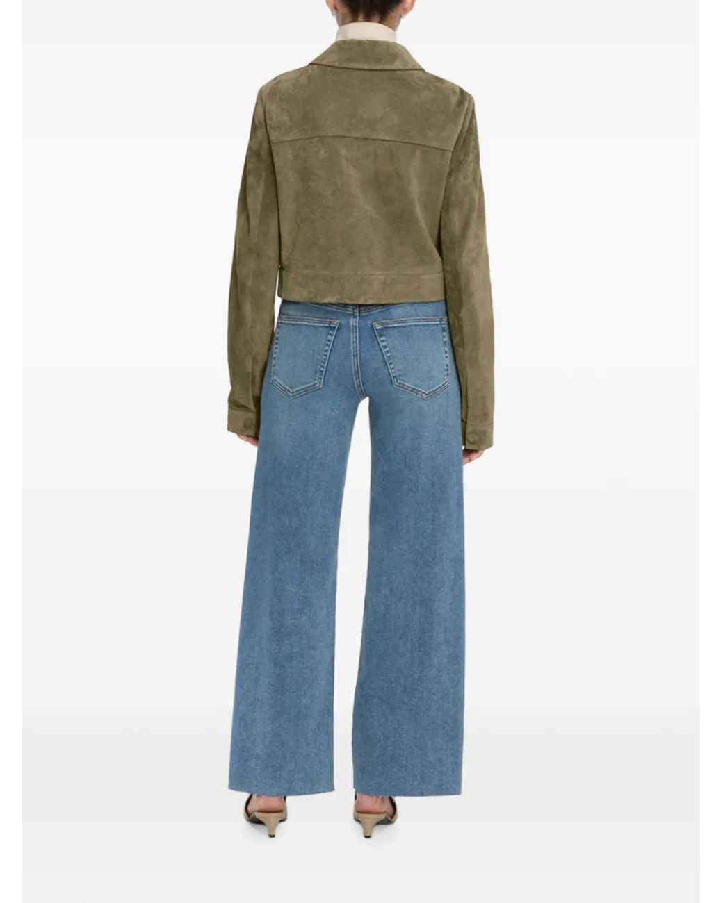 FRAME Blue Le Pixie Raw-Edge Wide-Leg Jeans