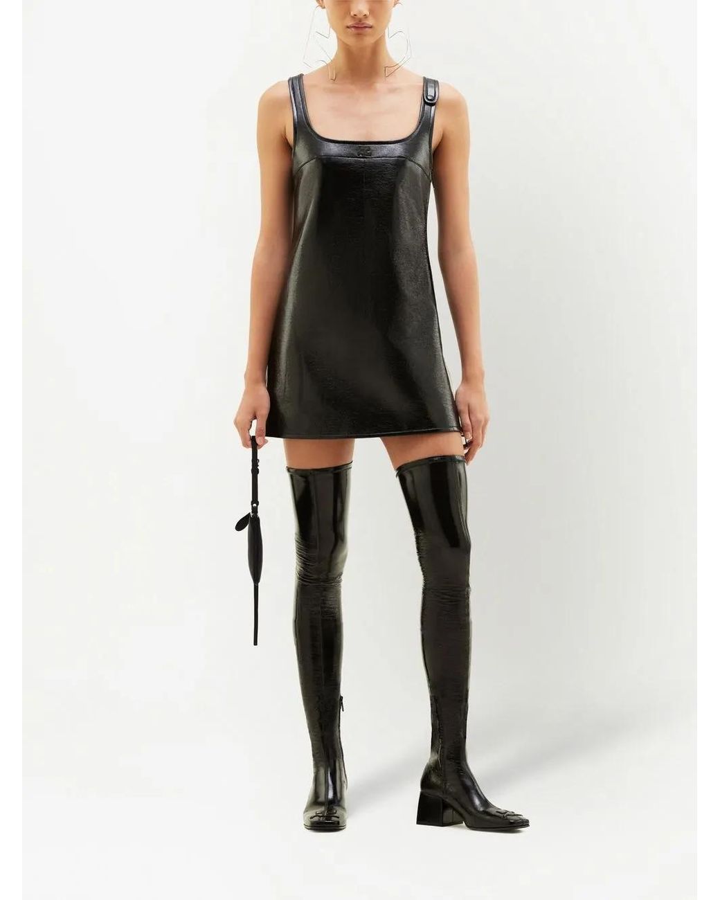 Courreges Black Reedition Vinyl Mini Dress