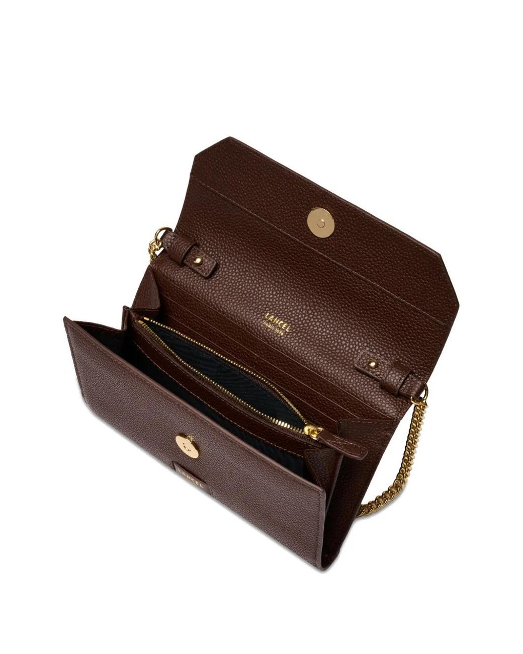 Lancel Brown Ninon Chain Wallet Mini Bag