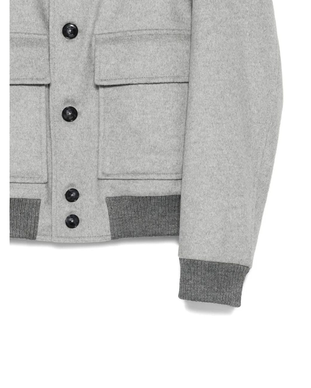Boss Gray Button-Fastening Pocket Bomber Jacket for men