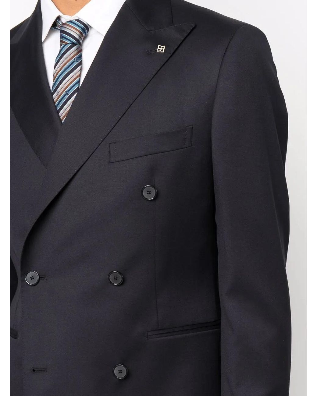Tagliatore Blue Fitted Double-Breasted Suit for men