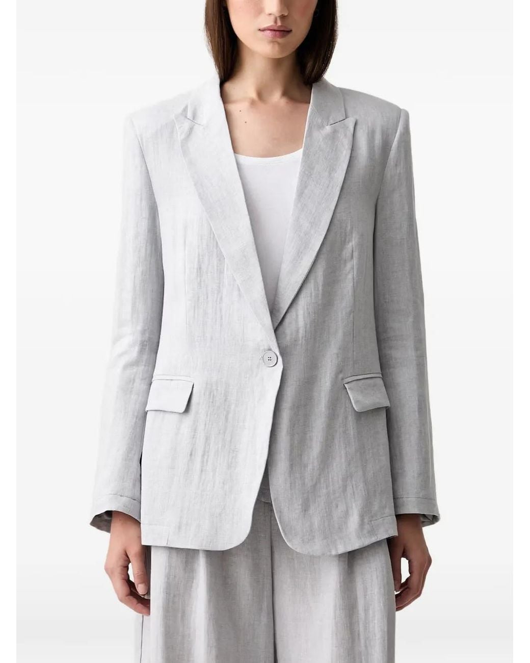 ViCOLO Gray Single-Breasted Notched-Lapels Blazer