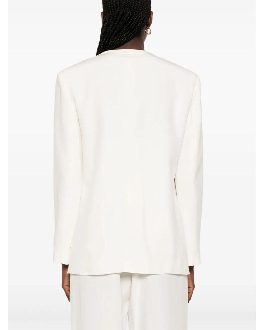 A.M.G White Double-Breasted Blazer