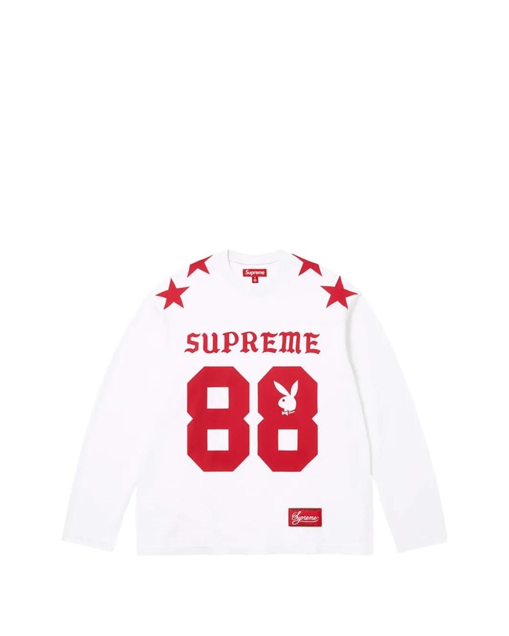 Supreme Red X Playboy Number-Print Football Sweatshirt for men