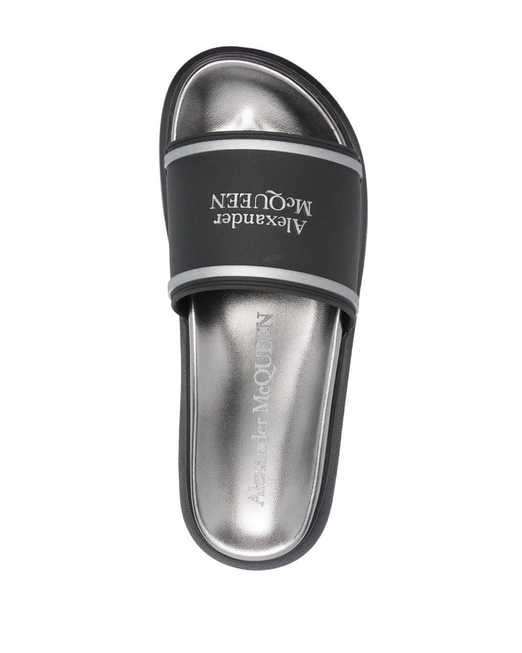 Alexander McQueen Logo-print Slides in Black | Lyst