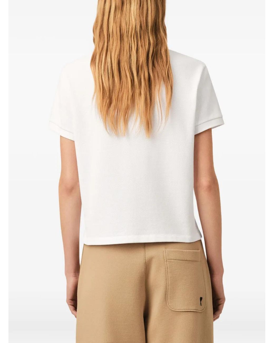 AMI White Cotton Polo With Ami De Coeur