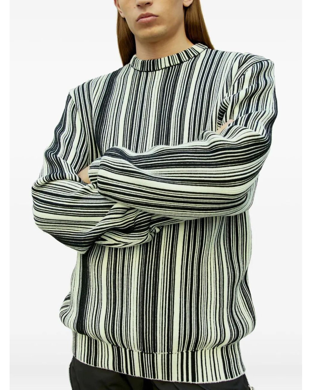 VTMNTS Blue Stripe-Pattern Ribbed Sweater