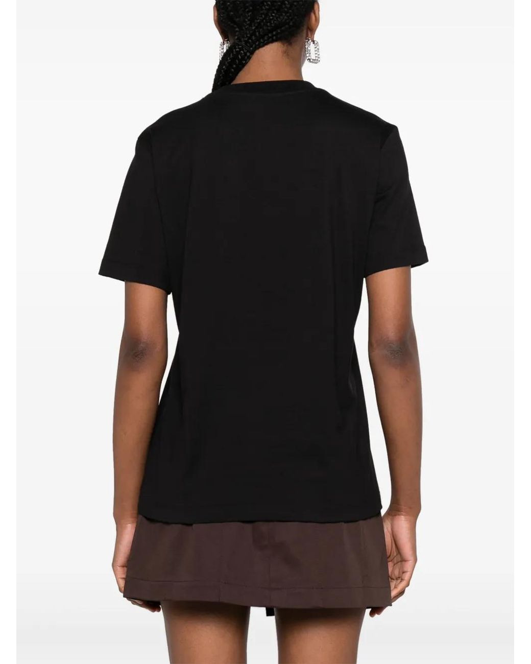 MSGM Black Logo-Embroidered T-Shirt