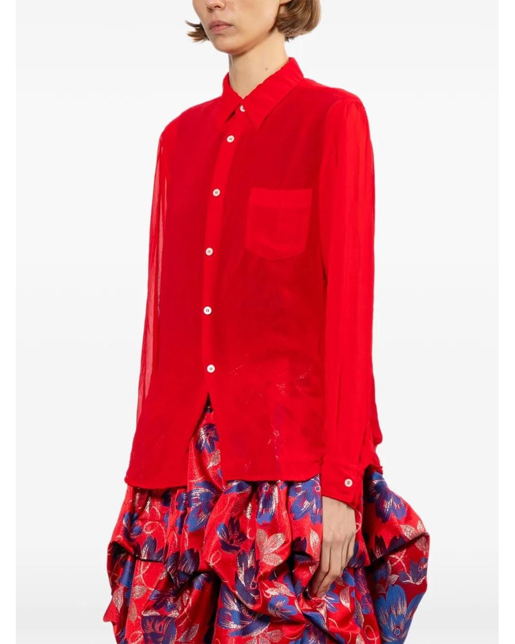 Comme des Garçons Red Pocket Button-Down Shirt