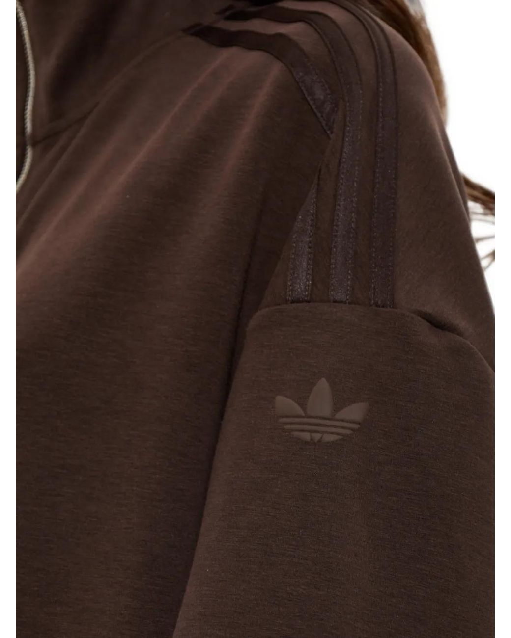 Adidas Brown Zip-Up Stand-Up Collar Sweatshirt