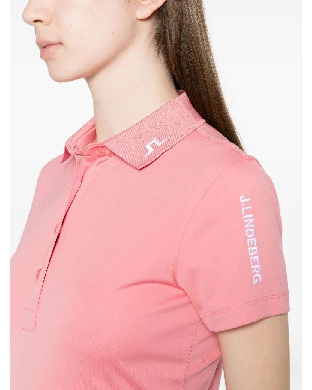 J.Lindeberg Pink Tour Tech Button Polo Top