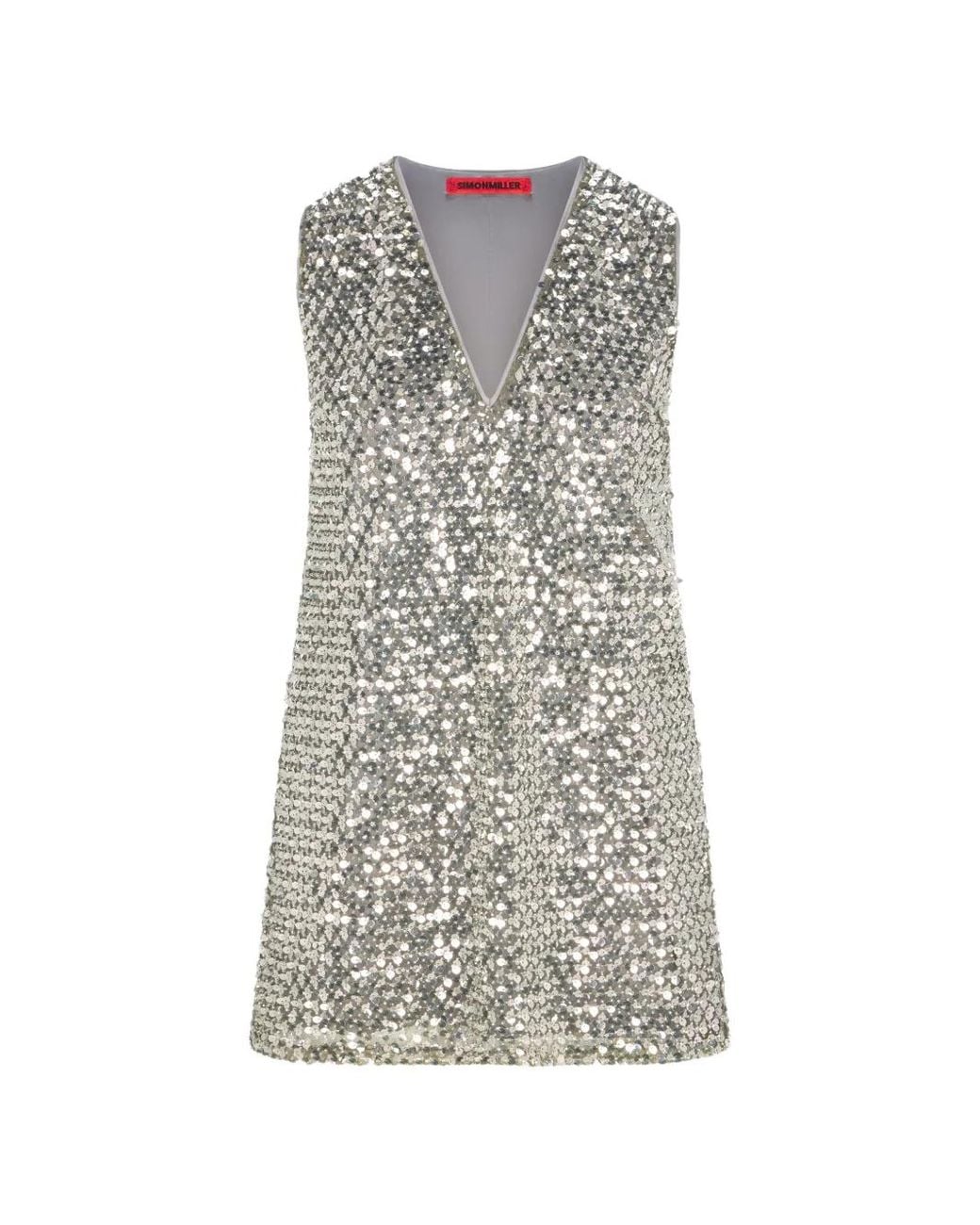 Simon Miller Gray Fountain Sequin-Embellished Mini Dress
