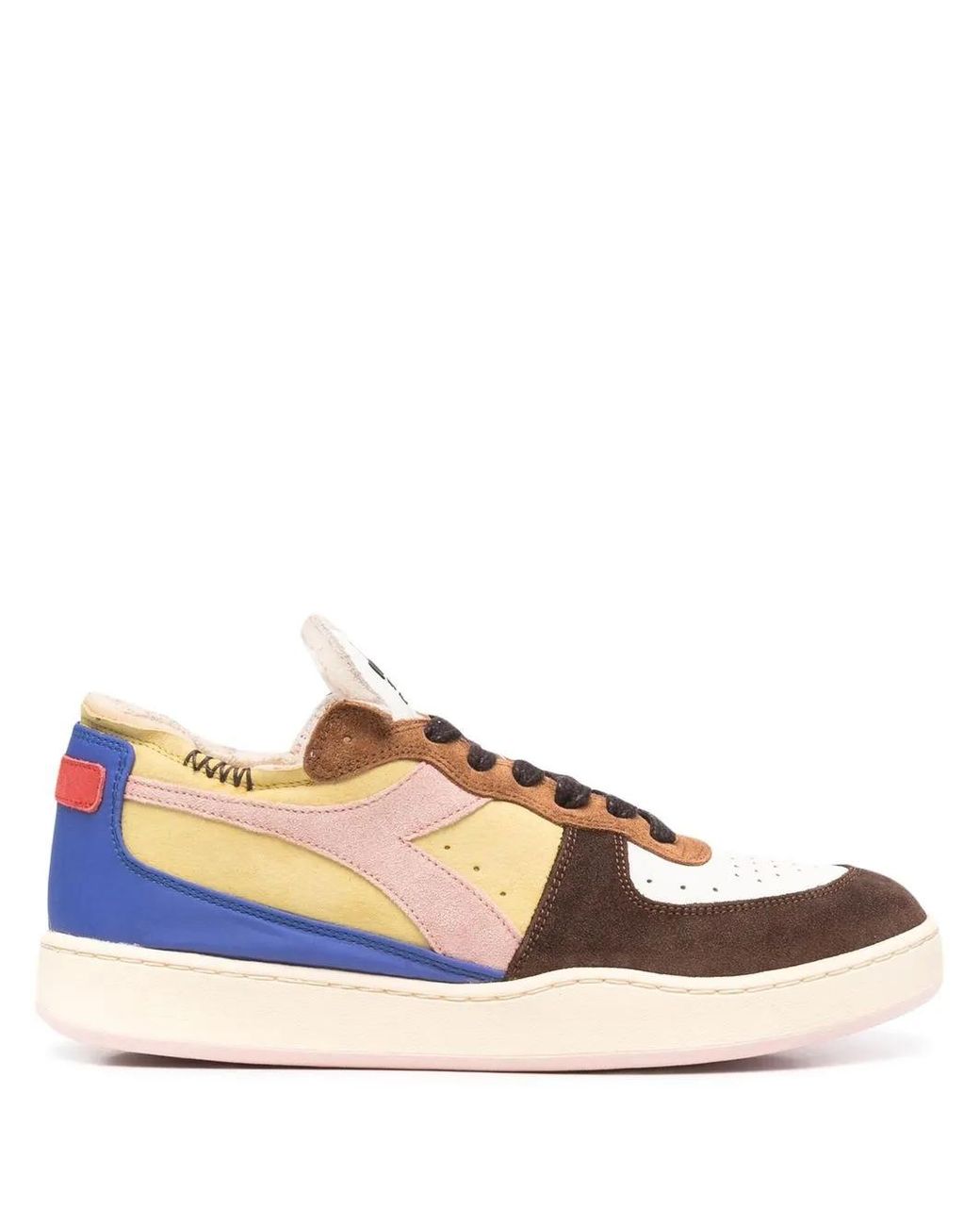 Diadora Yellow Colour-Block Lace-Up Sneakers for men