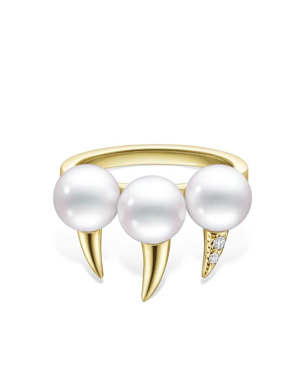 Tasaki White 18Kt Collection Line Danger Fang Pearl Ring