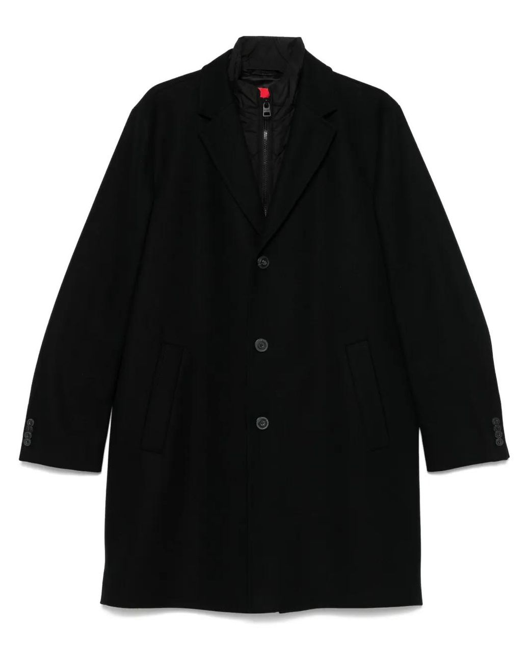 HUGO Black Single-Breasted Coat for men
