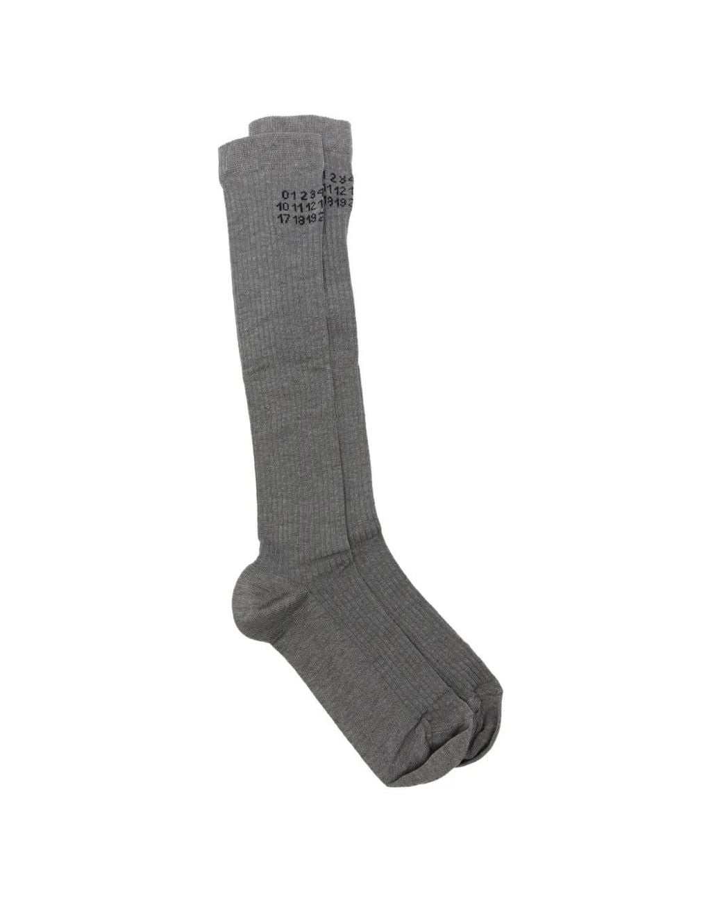 MM6 by Maison Margiela Gray Logo-Print Ribbed Socks