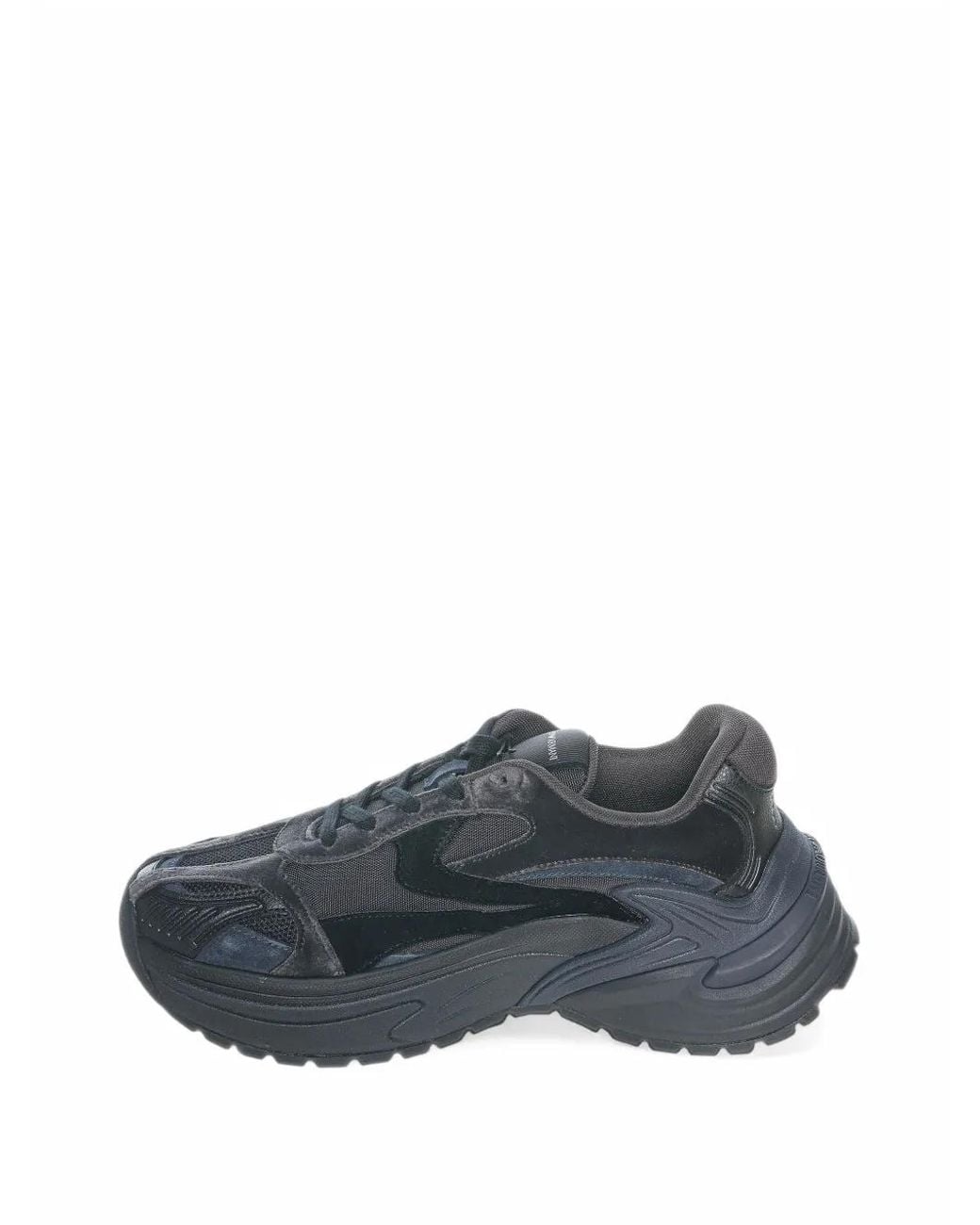 Emporio Armani Gray Sneakers With Mesh Suede And A Chunky Rubber Sole for men