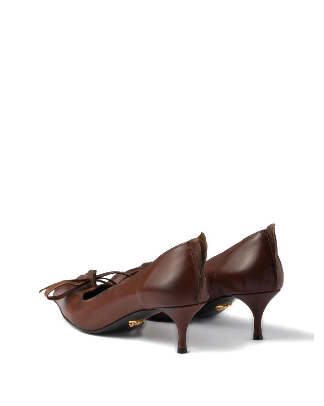 Prada Brown 55 Mm Antiqued Leather Pointed-Toe Pumps
