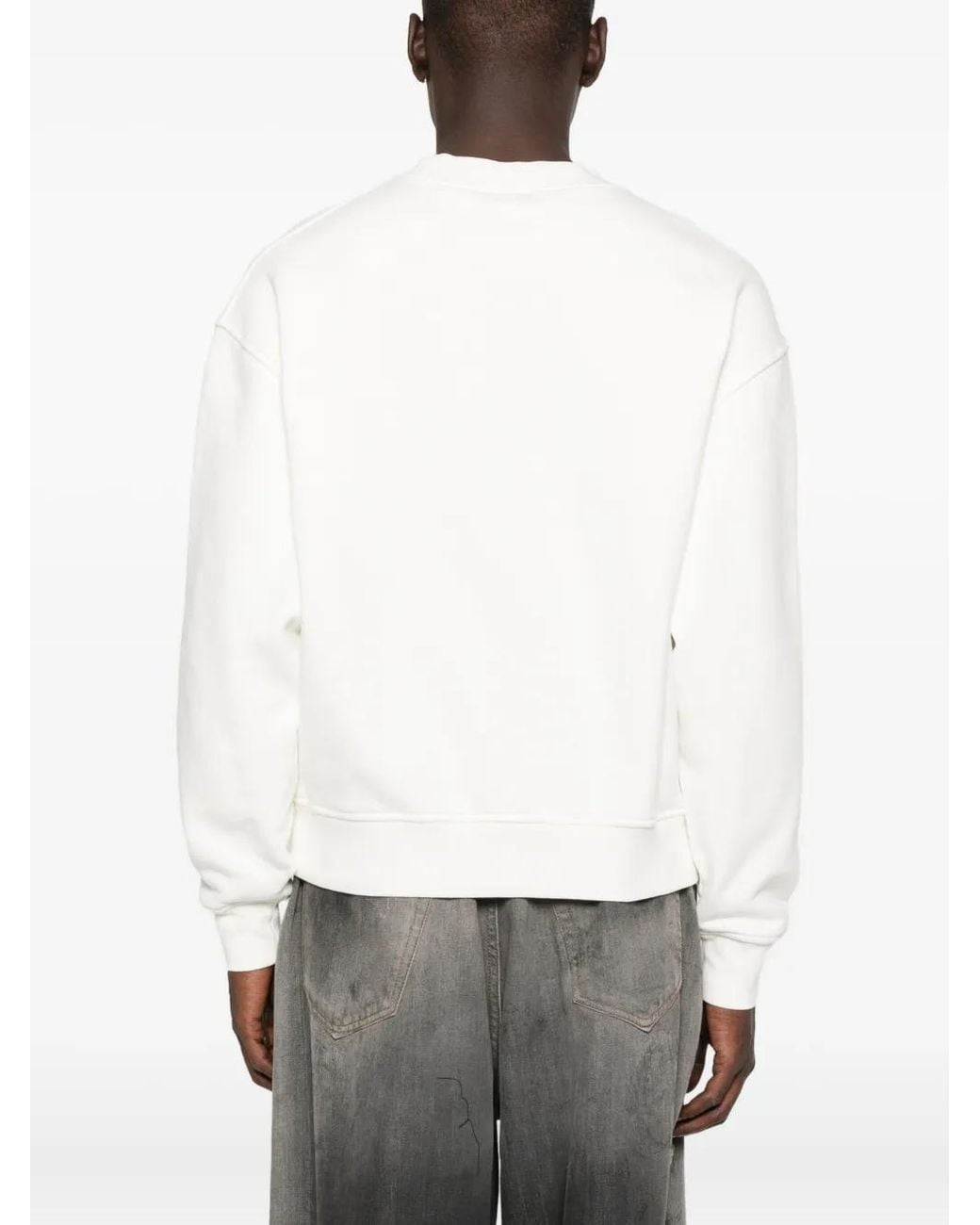 Palm Angels White Logo-Print Cotton Sweatshirt for men